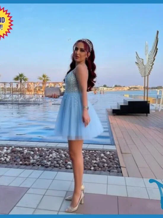 One Shoulder Beaded Tulle Prom Dress with Pockets A Line Formal - Picture 6 of 7